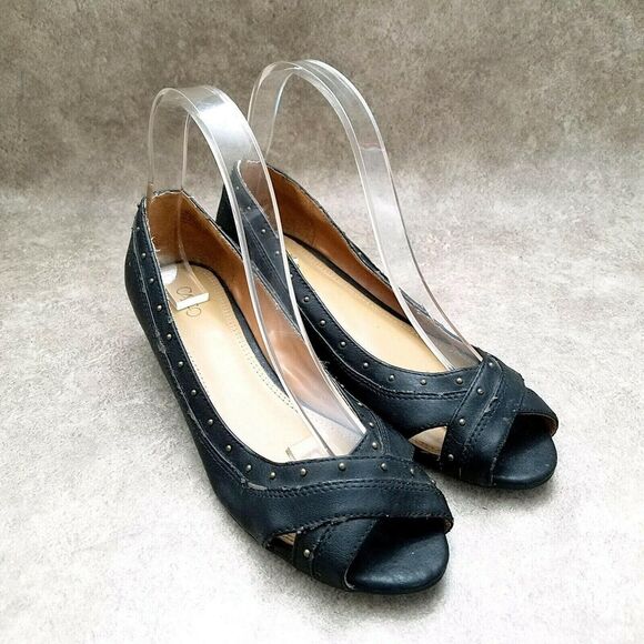 Cato Womens  S364 Size 7 W Black  Peep Toe Low Wedge Heels - Picture 1 of 9